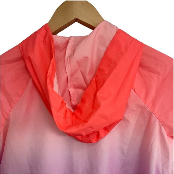 FILA Sport Windbreaker Jacket Ombre Neon Hooded Zipper Lightweight Rain XSmall - Picture 6 of 11